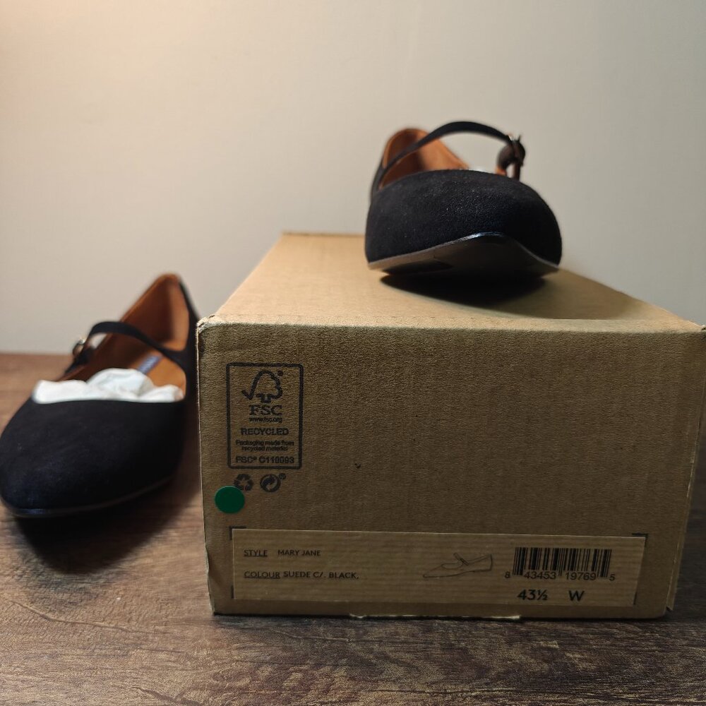 Margaux Mary Jane Flats in Black Suede - Size 43.5 Wide